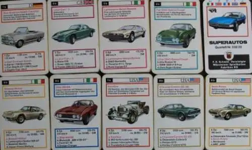 Schmid Spiele "Superautos" 1967 Kartenspiel (2908)