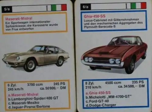 Schmid Spiele "Superautos" 1967 Kartenspiel (2908)