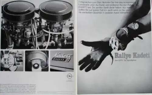 Opel Kadett Rallye Modellprogramm 1966 "Von Opel für Sportfahrer" Automobilprospekt (6384)