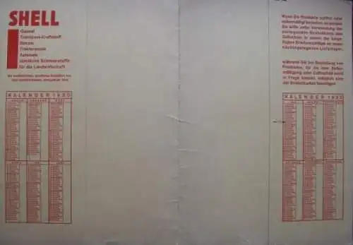 Shell "Zollschein- und Bestellformulare" Mappe mit Jahreskalender 1930 (2684)