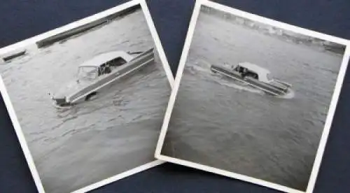 Amphicar Cabriolet im Wasser 1964 zwei Originalfotos (2667)