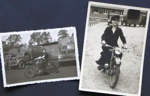 HWE 100 ccm Motorrad und ASA Motorrad 500 ccm 1948 zwei Originalfotos (2666)