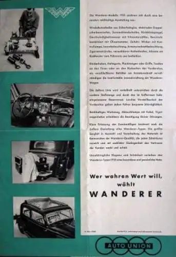 Wanderer Modellprogramm 1935 Mundorff Automobilprospekt (5961)