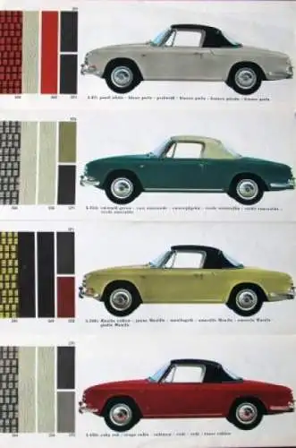 Volkswagen Karmann-Ghia 1500 Farbkarte 1964 Automobilprospekt (2611)