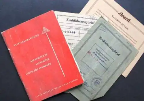 Lloyd Alexander TS 600 Standard 1959 Betriebsanleitung und Kraftfahrzeugbrief (2560)