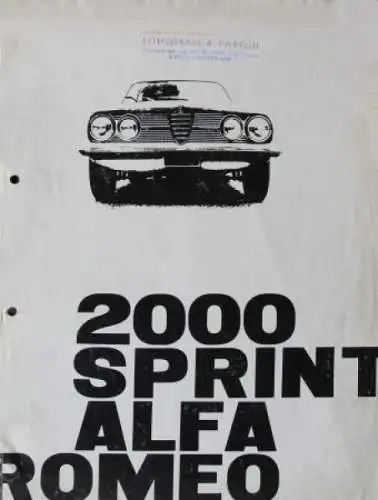 Alfa Romeo 2000 Sprint Modellprogramm 1960 Automobilprospekt (2348)
