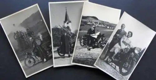 Puch Motorrad 1932 vier Original-Postkartenfotos (2082)