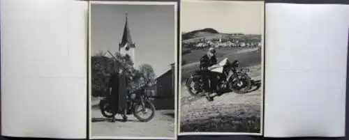 Puch Motorrad 1932 vier Original-Postkartenfotos (2082)