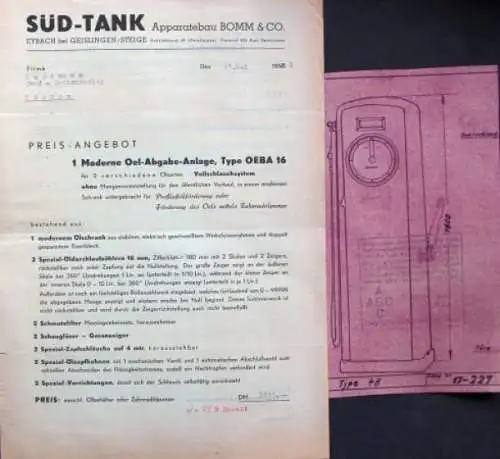 Süd-Tank Apparatebau Tankstellen-Prospekt Konvolut 1950 (1838)