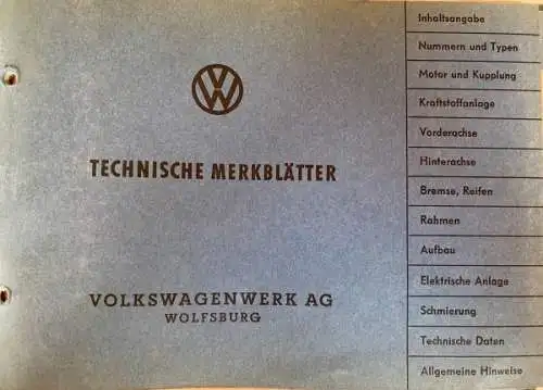 Volkswagen Technische Merkblätter 1967 in Original-Kunststoffordner (1826)