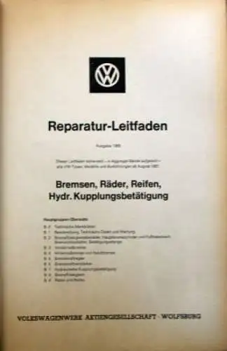 Volkswagen Reparatur-Leitfaden "Bremsen, Räder Reifen" 1969 in Originalordner (1813)