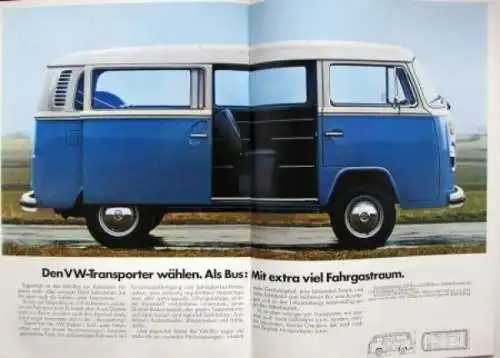Volkswagen T2 Transporter Modellprogramm "Was Sie dazu lesen müssen" 1972 Automobilprospekt (1776)