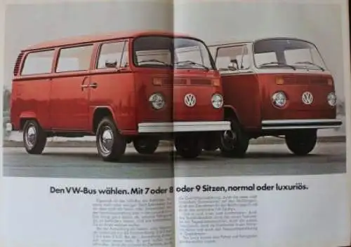 Volkswagen T2 Transporter Modellprogramm 1972 "Der VW-Bus" Automobilprospekt (0907)