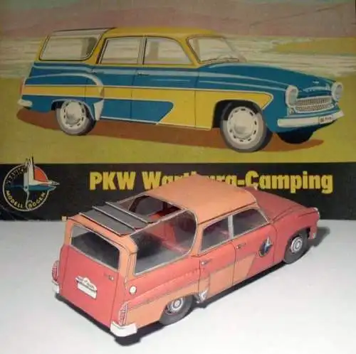 Wartburg 356 Camping Kranich Modellbogen 1964 Bastelprospekt (5736)