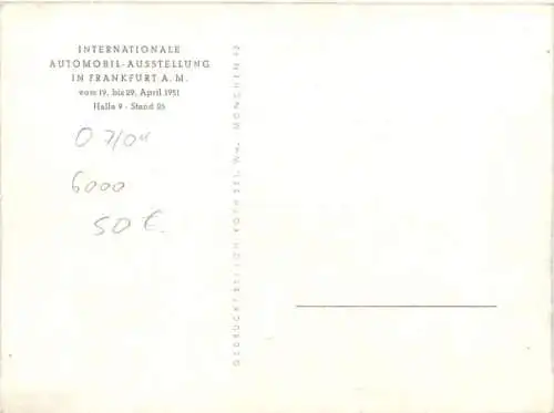 Borgward Hansa 1800 IAA 1951 Werkspostkarte (4627)