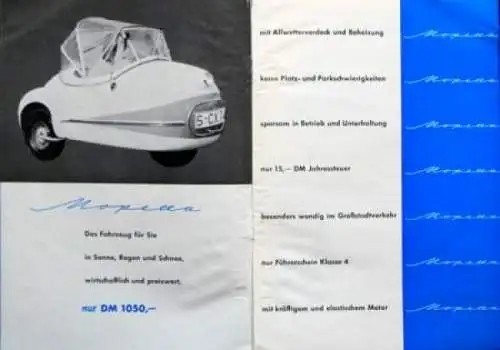 Mopetta Brütsch Opelit Modellprogramm 1957 Automobilprospekt (0937)