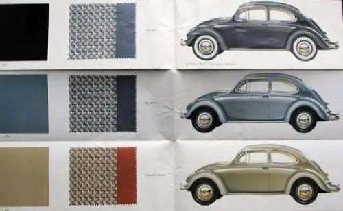 Volkswagen Käfer Modellprogramm 1961 Farbtafeln Automobilprospekt (5191)