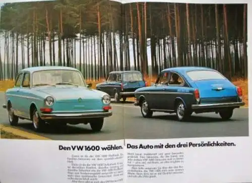 Volkswagen 1600 Modellprogramm 1971 Automobilprospekt (3052)