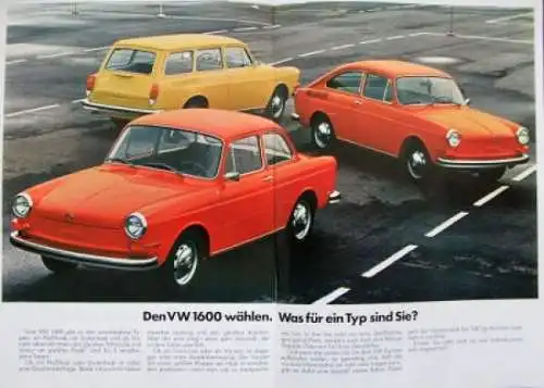 Volkswagen 1600 Modellprogramm 1972 Automobilprospekt (7046)