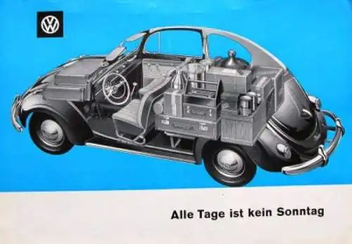 Volkswagen Käfer Modellprogramm 1958 "Alle Tage ist kein Sonntag" Automobilprospekt (1772)