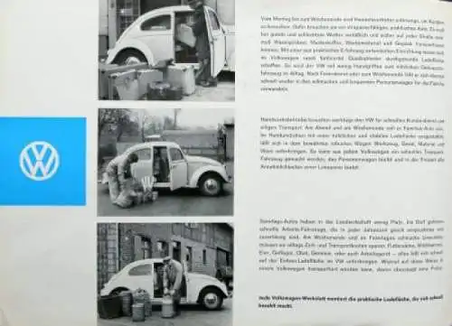 Volkswagen Käfer Modellprogramm 1958 "Alle Tage ist kein Sonntag" Automobilprospekt (1772)