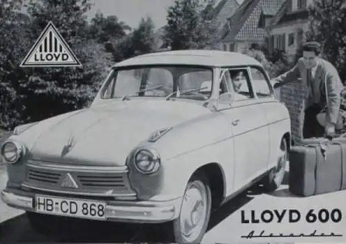 Lloyd 600 Alexander Modellprogramm 1957 Automobilprospekt (8461)