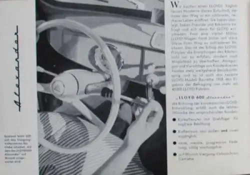 Lloyd Alexander 600 Modellprogramm 1957 Automobilprospekt (8461)