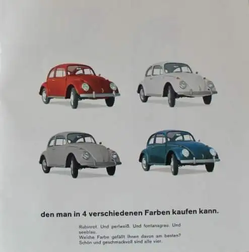 Volkswagen Käfer Modellprogramm 1965 "Was kostet der VW 1200 A?" Automobilprospekt (0848)