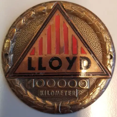 Lloyd Motorenwerke 100.000 Km Plakette 1958 Messing (2096)