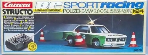 Carrera Structo Sportracing BMW 3.0 CSL Polizei 1968 Fernsteuerungsmodell in Originalkarton (1433)