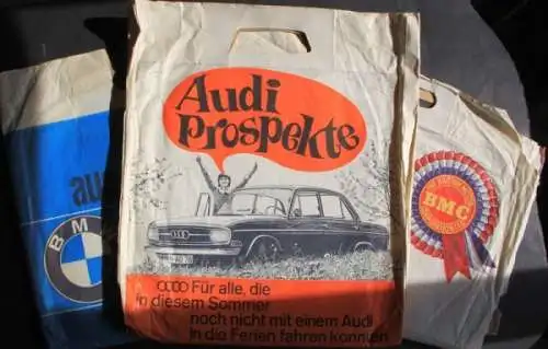 Audi BMW BMC Werbetragetaschen Papier 1968 (1399)