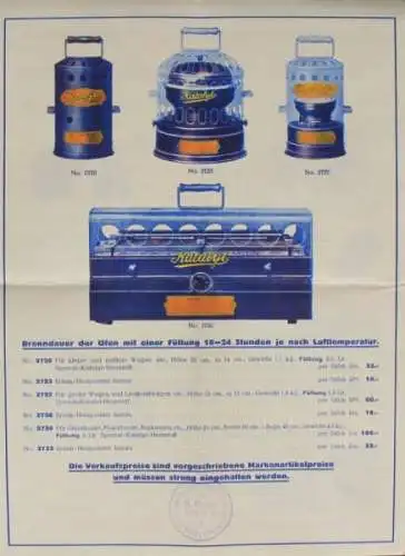 Katalyt Heizofen "Die Sonne im Winter" 1928 Zubehörprospekt (1248)