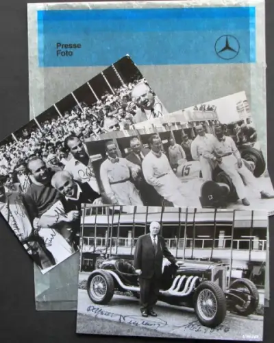 Alfred Neubauer Mercedes-Benz Rennleiter Motorsport-Fotokonvolut 1976 mit Original-Autogrammen (9958)