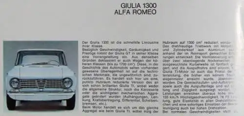 Alfa Romeo Giulia 1300 Modellprogramm 1962 Automobilprospekt (1507)