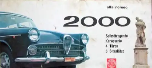 Alfa Romeo 2000 Limousine Modellprogramm 1958 Automobilprospekt (7334)