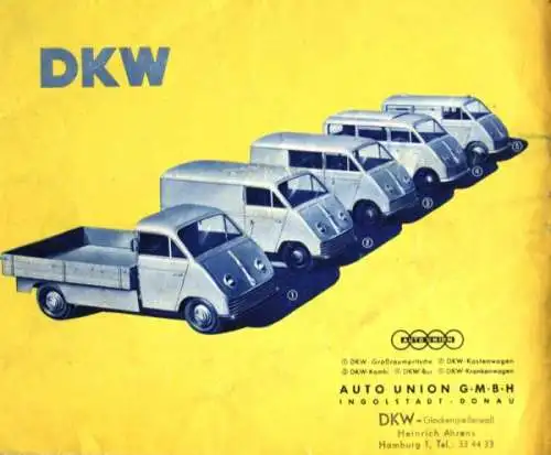 DKW Schnellaster Modellprogramm 1952 "Wir fahren DKW" Automobilprospekt (5010)