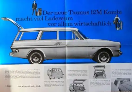 Ford Taunus 12 M Kombi Modellprogramm 1964 Automobilprospekt (0216)