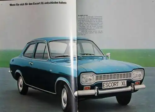 Ford Escort Modellprogramm 1970 "Die Escort-Linie" Automobilprospekt (4283)