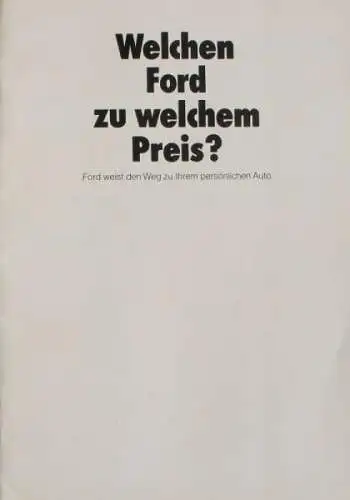 Ford Modellprogramm 1970 "Welcher Ford zu welchem Preis?" Automobilprospekt (3455)