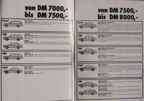 Ford Modellprogramm 1970 "Welcher Ford zu welchem Preis?" Automobilprospekt (3455)