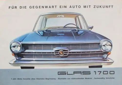 Glas 1700 Modellprogramm 1965 "Für die Gegenwart ein Auto mit Zukunft" Automobilprospekt (0431)