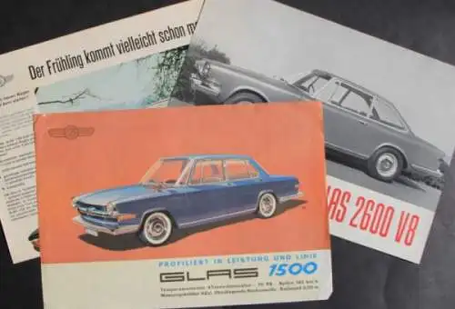 Glas Modellprogramm 1965 drei Automobilprospekte (5721)