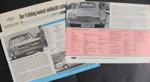 Glas Modellprogramm 1965 drei Automobilprospekte (5721)