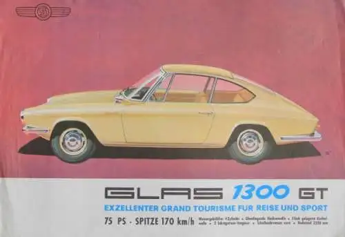 Glas 1300 GT Grand Tourisme Modellprogramm 1963 Automobilprospekt (5724)