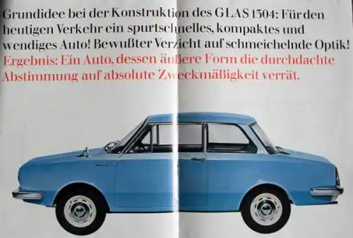 BMW Glas 1304 Modellprogramm 1967 Automobilprospekt (8478)