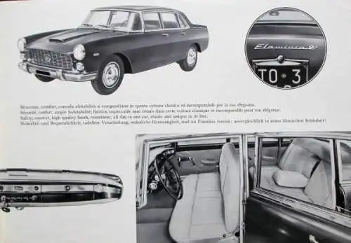 Lancia Flamina Berlina Modellprogramm 1965 Automobilprospekt (2672)