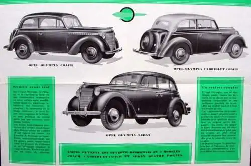 Opel Olympia Modellprogramm 1938 Automobilprospekt (8046)