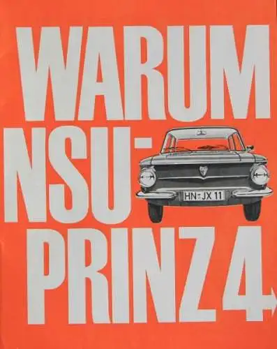 NSU Prinz 4 Modellprogramm 1960 "Pressespiegel" Automobilprospekt (0930)
