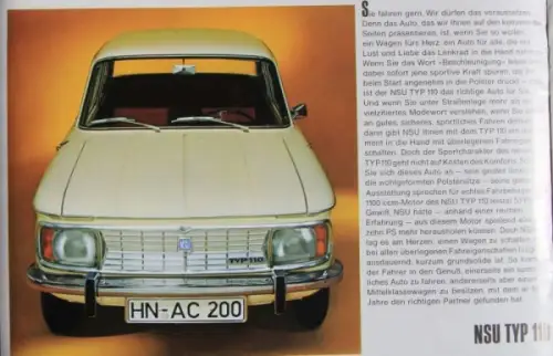 NSU Prinz 110 Modellprogramm 1966 Automobilprospekt (2513)