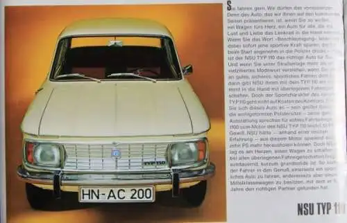 NSU Typ 110 Modellprogramm 1966 Automobilprospekt (2513)